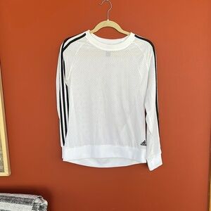Adidas White Mesh Long Sleeve Top